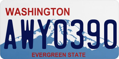 WA license plate AWY0390