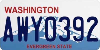 WA license plate AWY0392