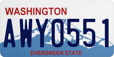 WA license plate AWY0551