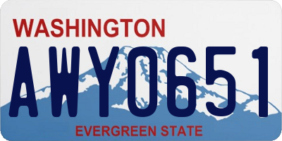 WA license plate AWY0651