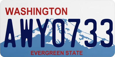 WA license plate AWY0733