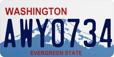WA license plate AWY0734