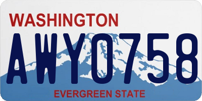 WA license plate AWY0758