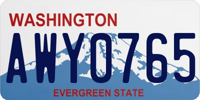 WA license plate AWY0765