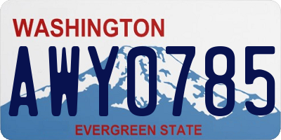 WA license plate AWY0785