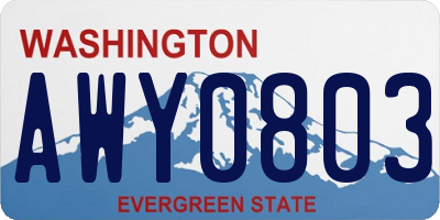 WA license plate AWY0803