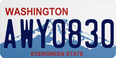 WA license plate AWY0830