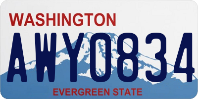 WA license plate AWY0834