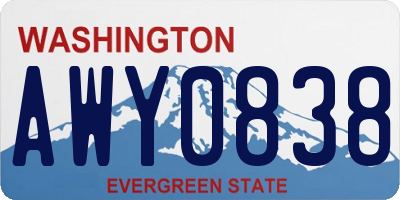 WA license plate AWY0838
