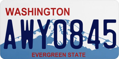 WA license plate AWY0845