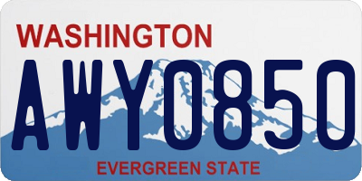 WA license plate AWY0850