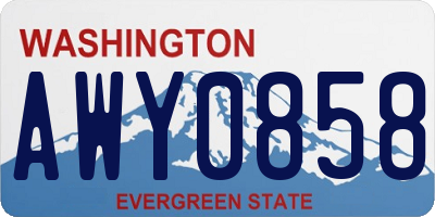 WA license plate AWY0858