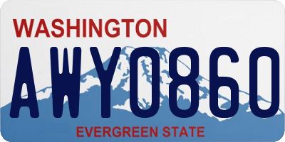 WA license plate AWY0860