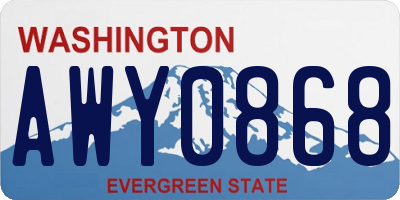 WA license plate AWY0868