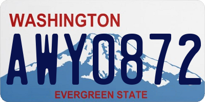 WA license plate AWY0872