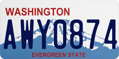 WA license plate AWY0874