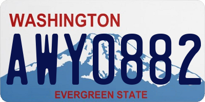 WA license plate AWY0882