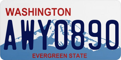 WA license plate AWY0890