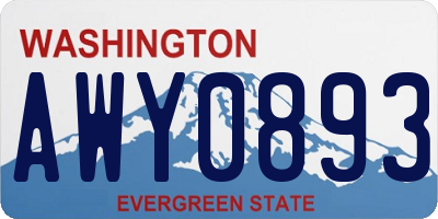 WA license plate AWY0893
