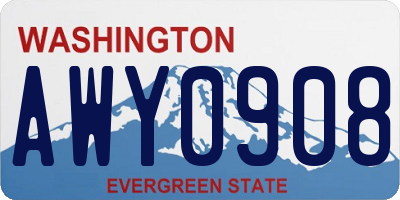 WA license plate AWY0908