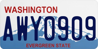 WA license plate AWY0909