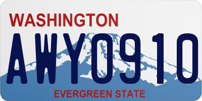 WA license plate AWY0910