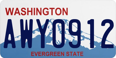 WA license plate AWY0912