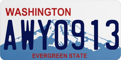 WA license plate AWY0913
