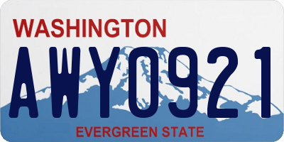 WA license plate AWY0921