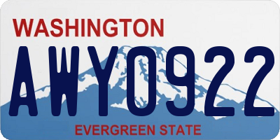 WA license plate AWY0922