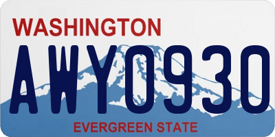 WA license plate AWY0930