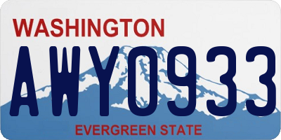 WA license plate AWY0933