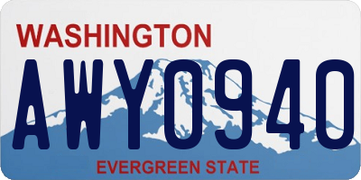 WA license plate AWY0940