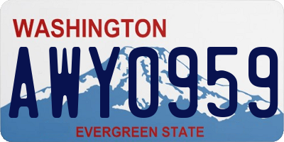 WA license plate AWY0959