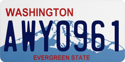WA license plate AWY0961