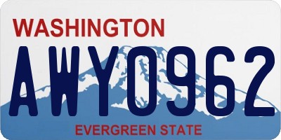 WA license plate AWY0962