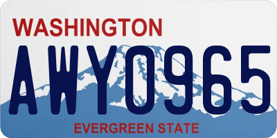 WA license plate AWY0965