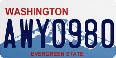 WA license plate AWY0980
