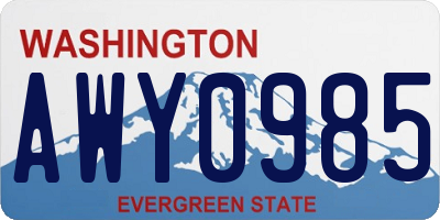 WA license plate AWY0985