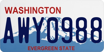 WA license plate AWY0988