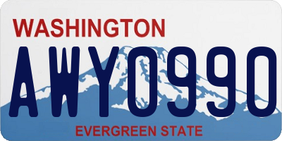WA license plate AWY0990