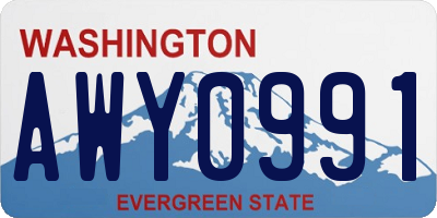 WA license plate AWY0991