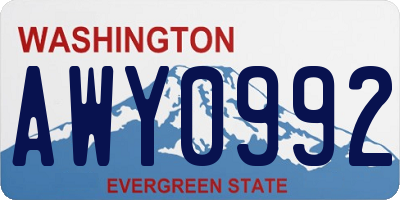 WA license plate AWY0992