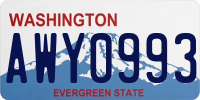 WA license plate AWY0993
