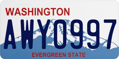 WA license plate AWY0997