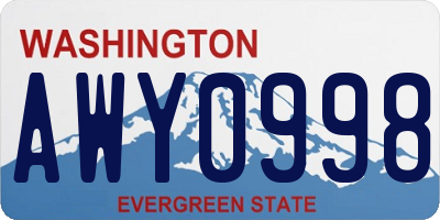 WA license plate AWY0998