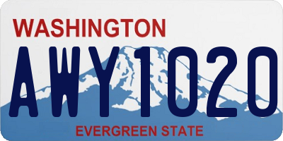 WA license plate AWY1020