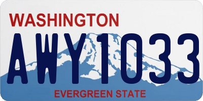 WA license plate AWY1033