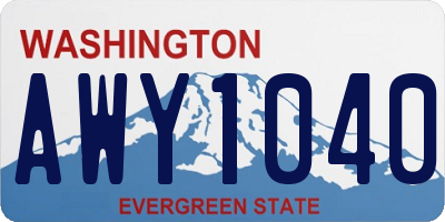 WA license plate AWY1040