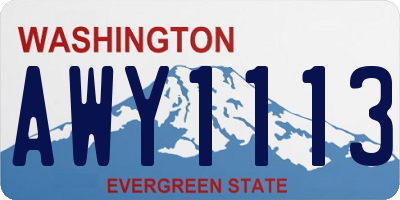 WA license plate AWY1113